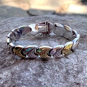 Milor Sterling Silver Two Tone Wave Bracelet 7.5 Inch Made in Italy